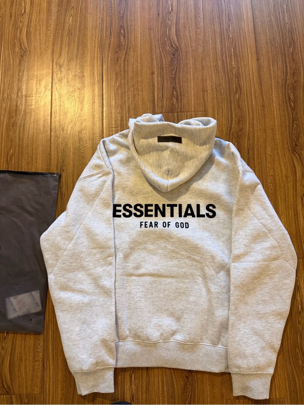 ESSENTIALS Light Gray Logo Hoodie - Picture 2 of 4